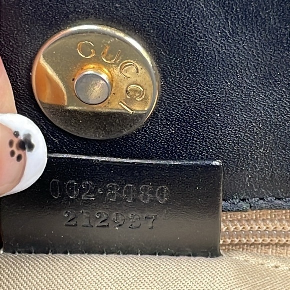 Gucci Monogram GG Small Black Nylon Tote Bag Zip Front Pockets Metallic Luxury - Picture 17 of 17